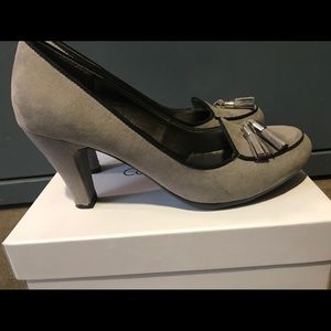 Grey suede pumps.  7.5